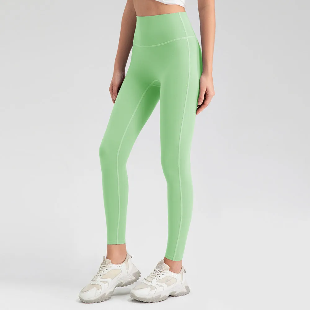 Summer Yoga Pants Women High Waist Peach Hip Nude Feel Breathable Tights Fitness Running Sports Ninth Pants