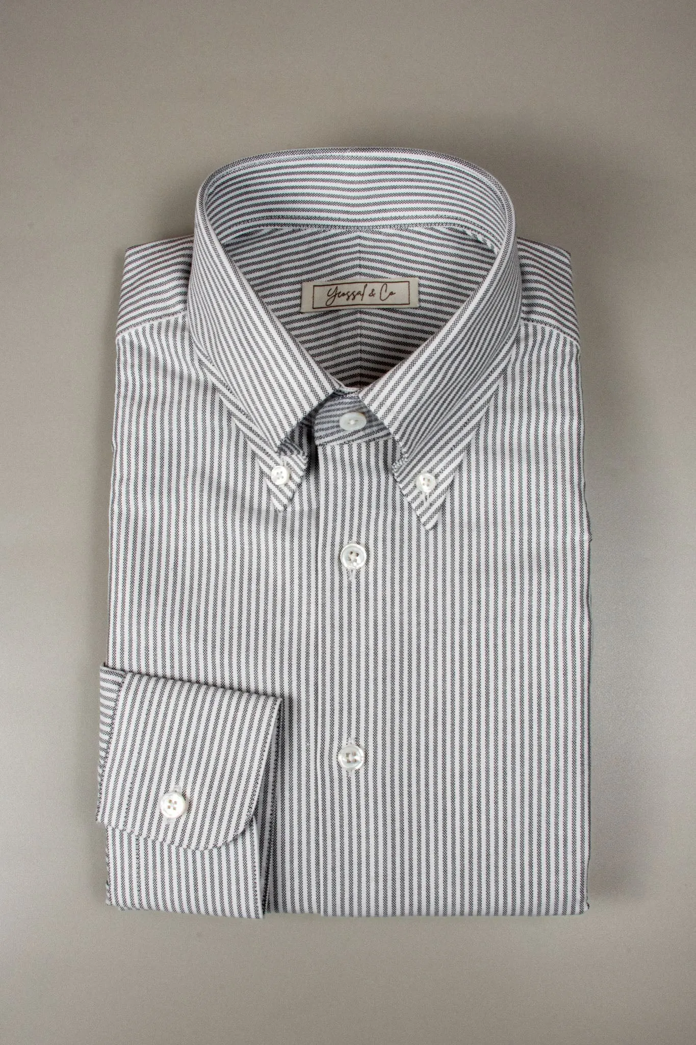 Thomas Mason Grey Stripes American Oxford Cotton Shirt MSC1743