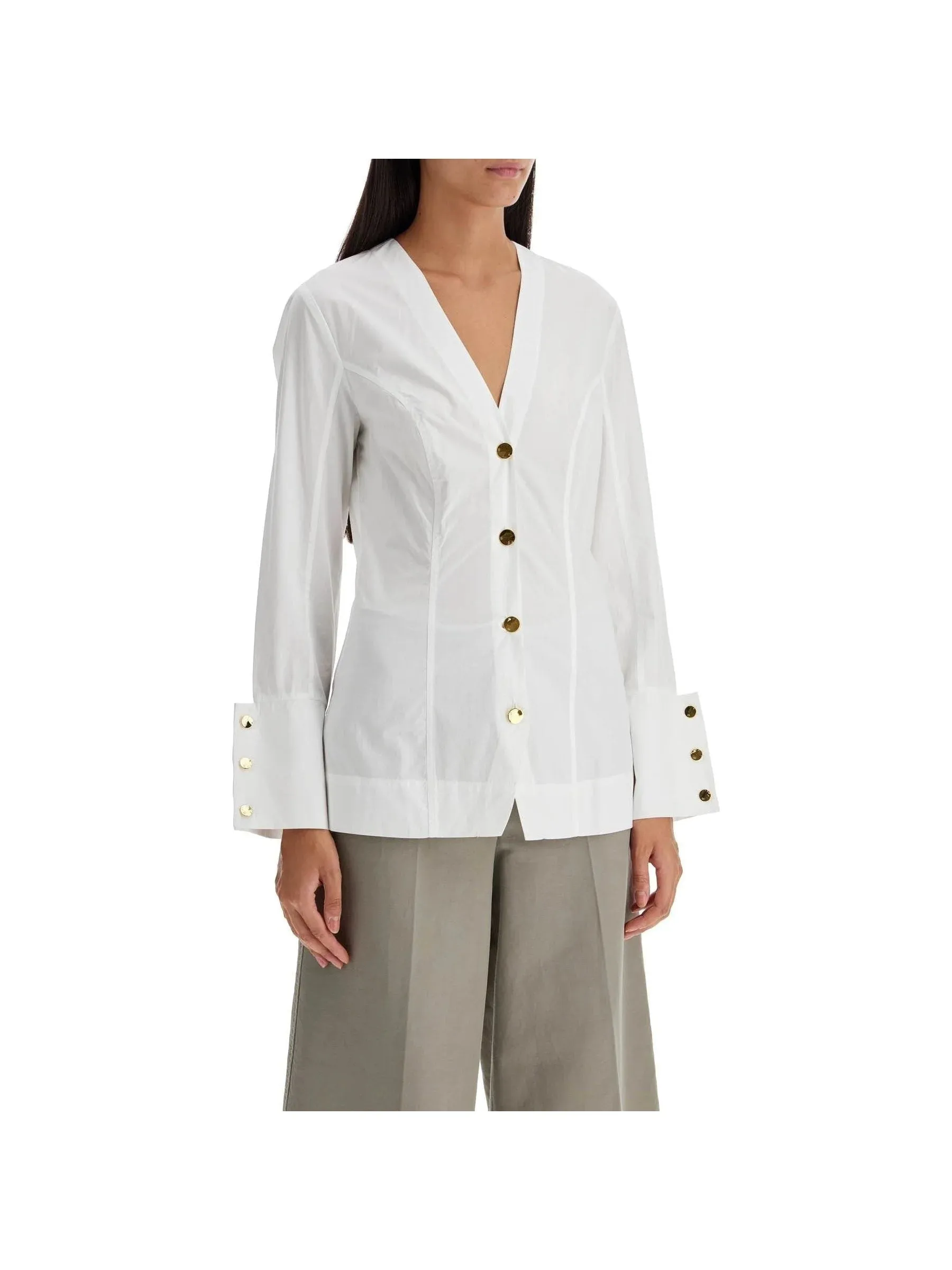 V-Neck Poplin Top