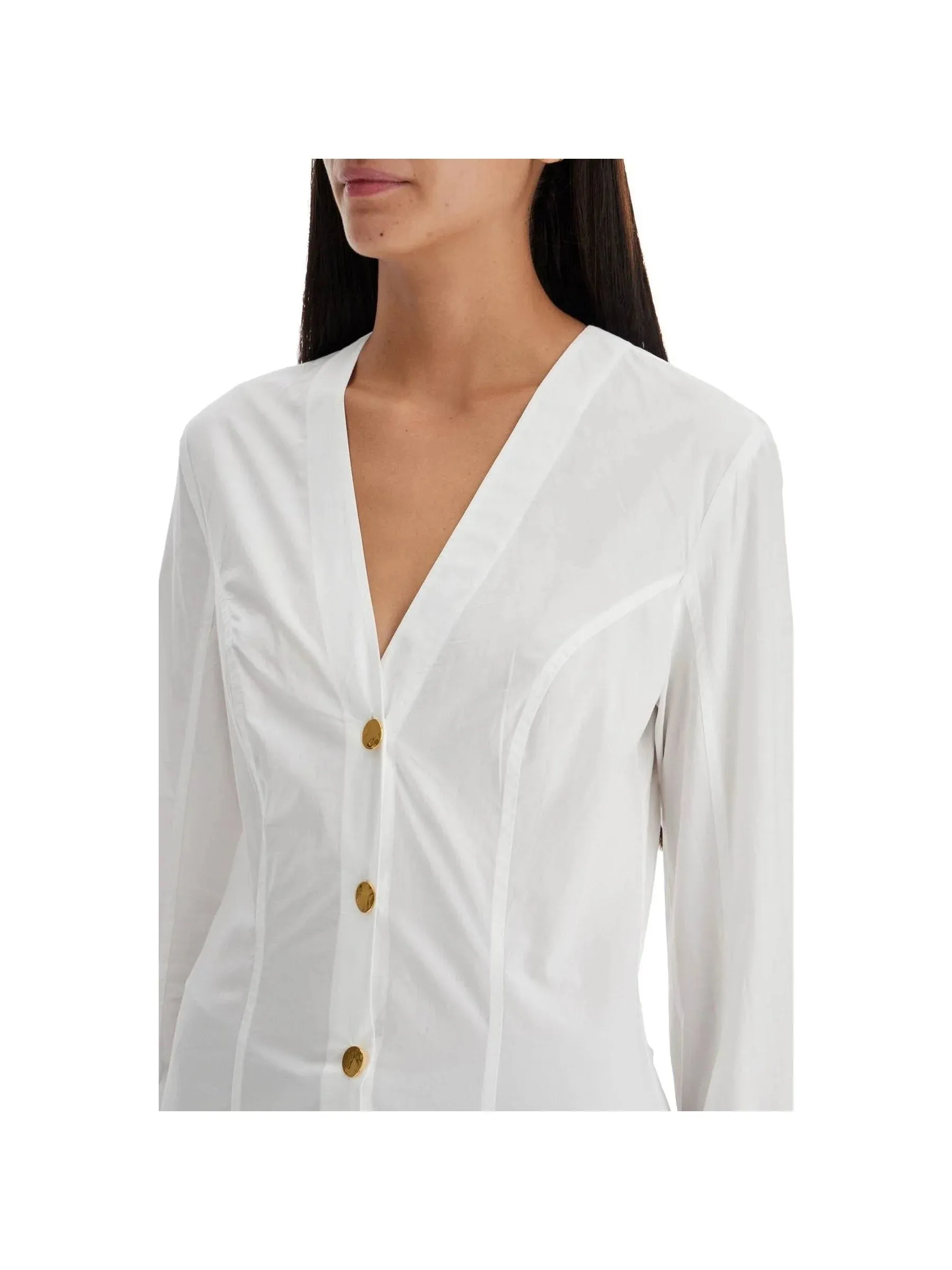 V-Neck Poplin Top