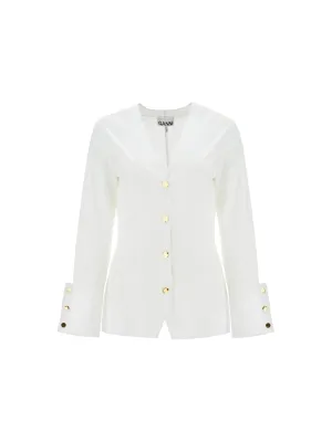 V-Neck Poplin Top