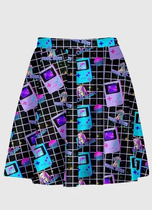 Vaporwave Aesthetic Video Game Black Skirt