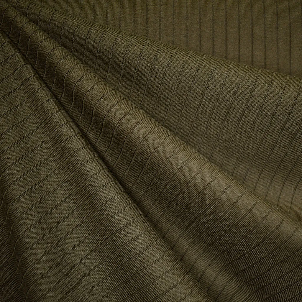 Wide Subtle Rib Knit Solid Olive