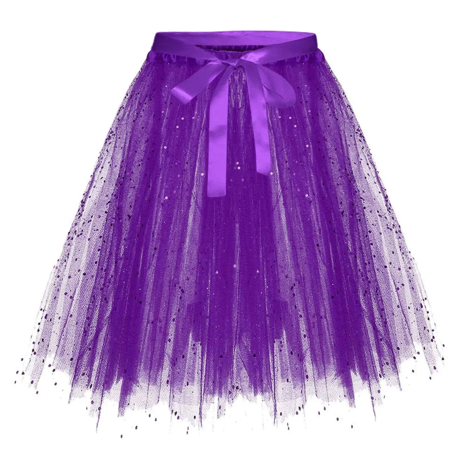 Women Sequin Tulle Skirt High Waist Bowknot Tutu Mini Skirt
