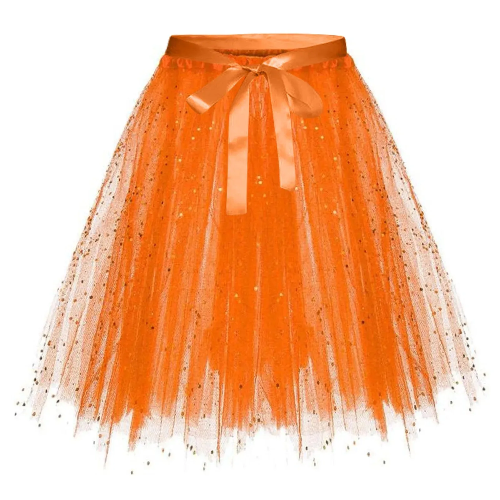 Women Sequin Tulle Skirt High Waist Bowknot Tutu Mini Skirt