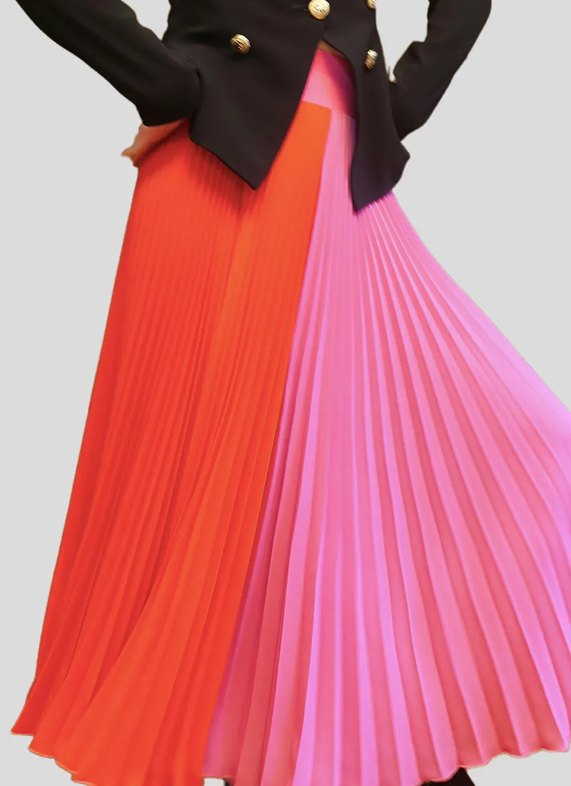 Wool Dobby Two-Tone Skirt